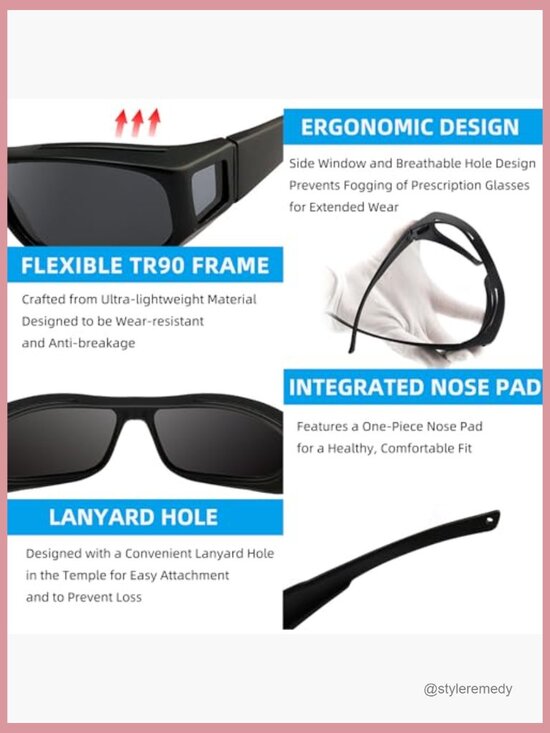 Fit Over Polarized Sunglasses Wrap Around Oversized UV Protection main image 6